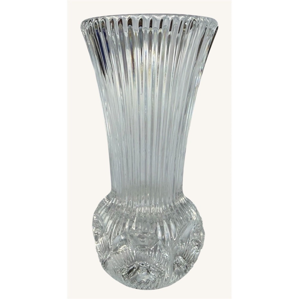 Vintage Fostoria Melissa 5" Lead Crystal Bud Vase US Made Thumbprint Base 1985